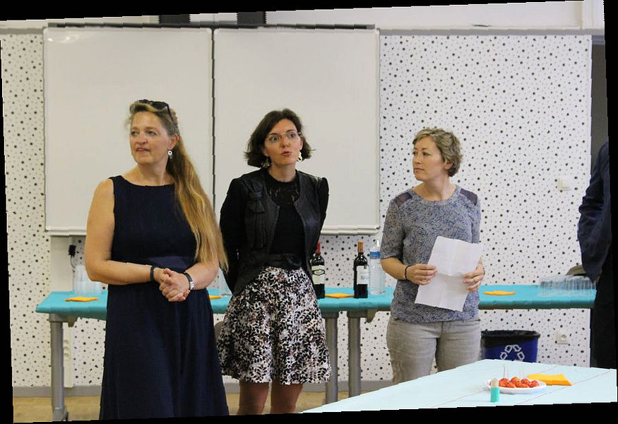 Barbara Schmidt, Céline Sabiron et Emmy Peultier lors de la cérémonie d'accueil de Mark SaFranko