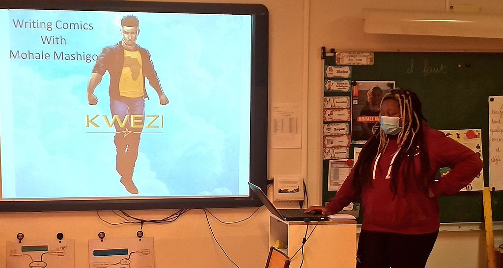 Mohale Mashigo à l'école Jean Errard de Bar-le-Duc