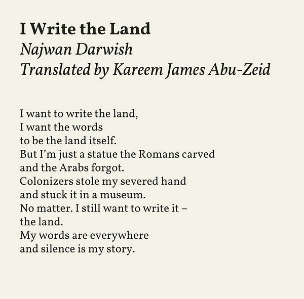 Poem I write the land